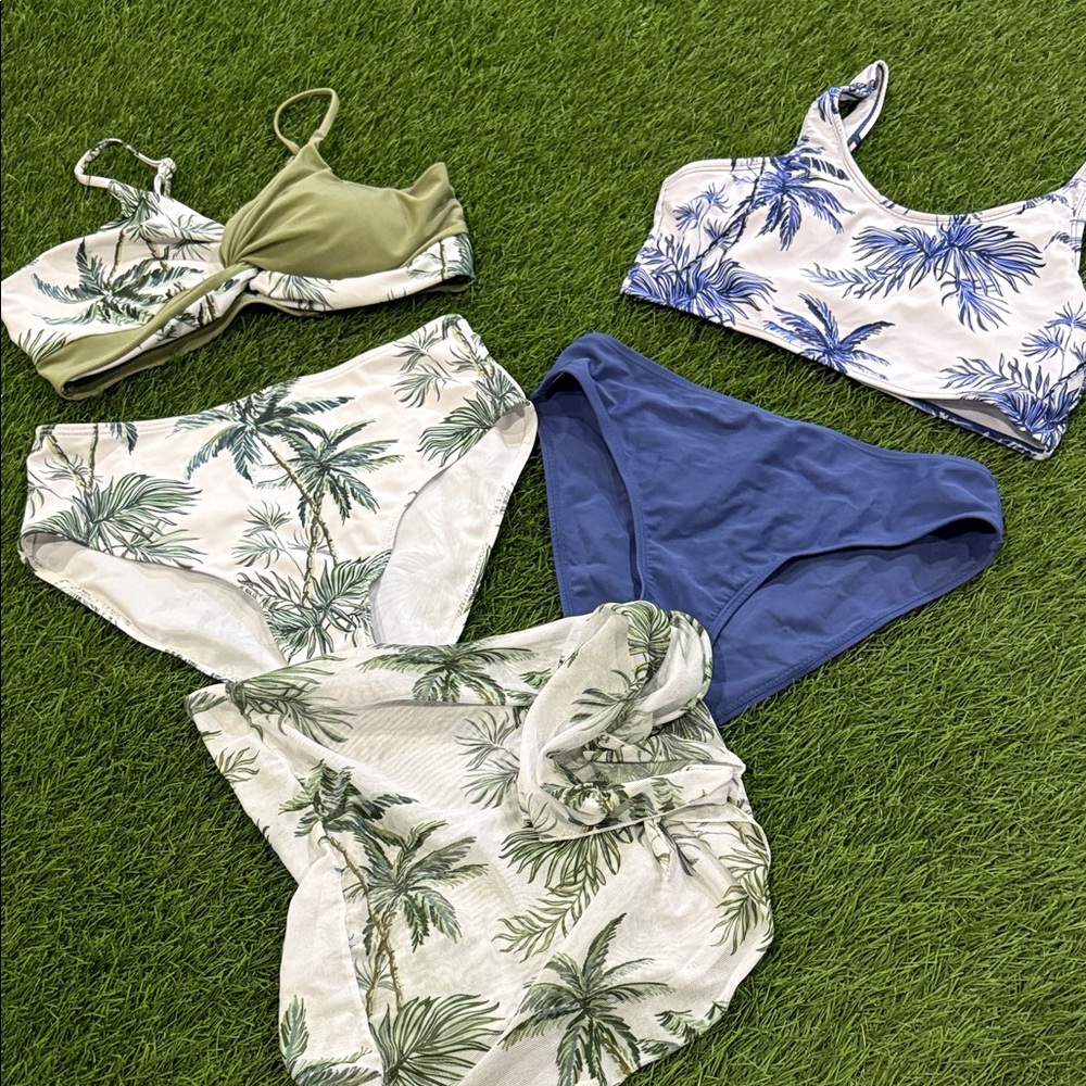 Girls Palm Tree Bikini Sets - 2 - And one tie cover up